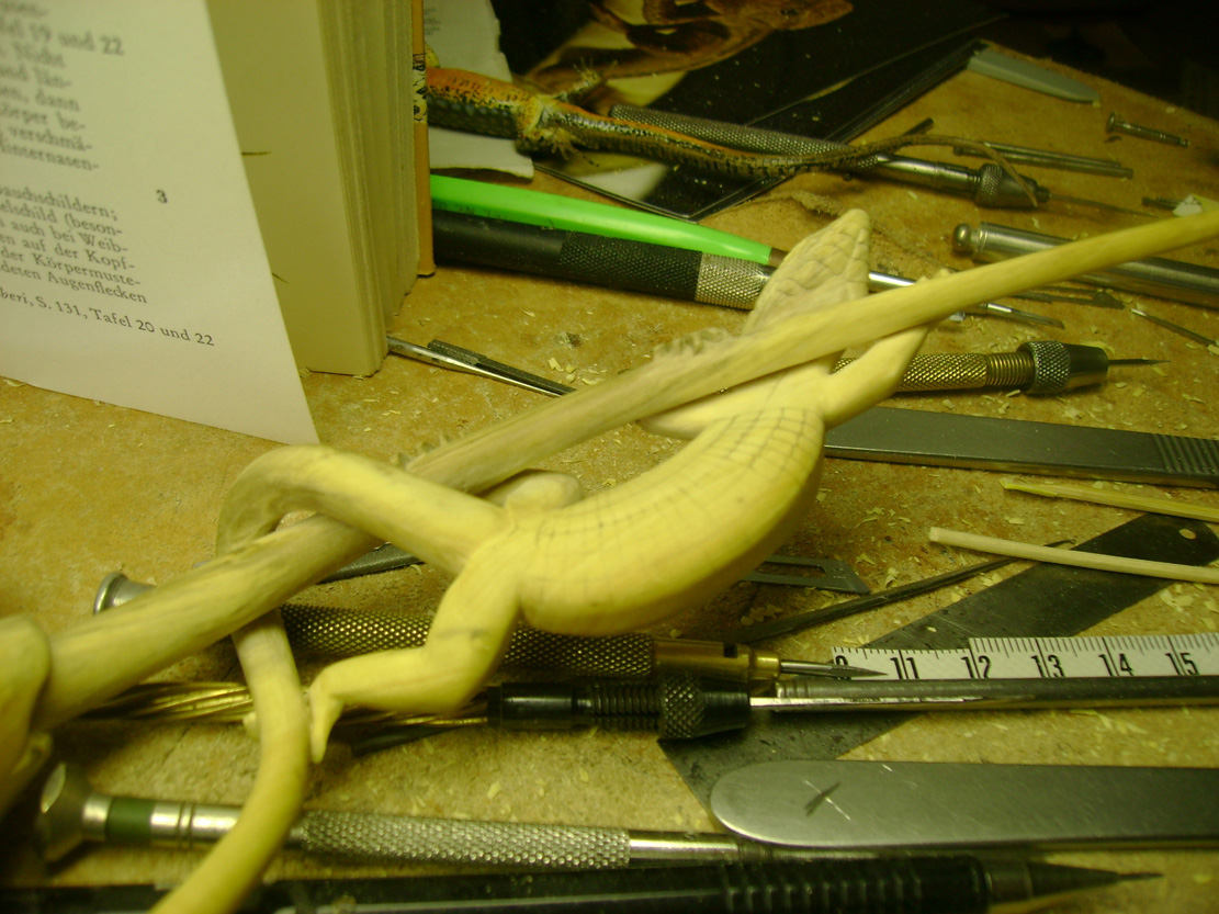 Catch me if you can, Eidechse, Lizard, Boxwood, Buchsbaum, tools, work in process,&nbsp; jpeg, jpg, scuplture, Schnitzerei, Carving, okimono