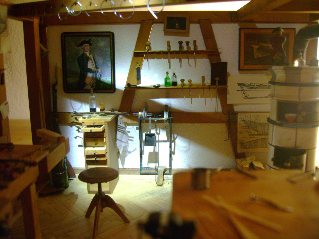 Violin Workshop, Geigen, Werkstatt, miniature, 1:21,Cornel, Schneider, Boxwood, Buchsbaum,&nbsp; jpeg, jpg, scuplture, Schnitzerei, Carving, Modell, 