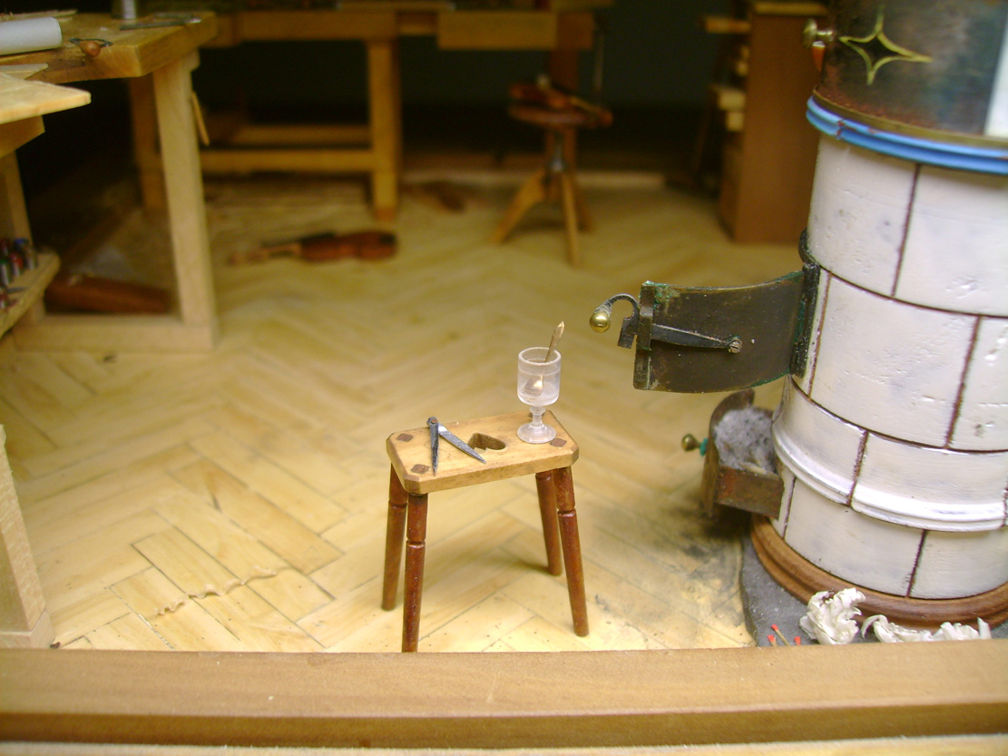 Violin Workshop, Geigen, Werkstatt, miniature, 1:21,Cornel, Schneider, Boxwood, Buchsbaum,&nbsp; jpeg, jpg, scuplture, Schnitzerei, Carving, Modell, 